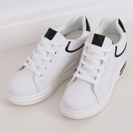 White BY-0370 WHITE / BLACK sneakers on a hidden wedge 2