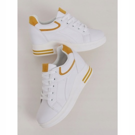 White BY-0370 WHITE / YELLOW sneakers on a hidden wedge 1