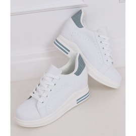 White MY-0367 WHITE / BLUE sneakers on a hidden wedge 2