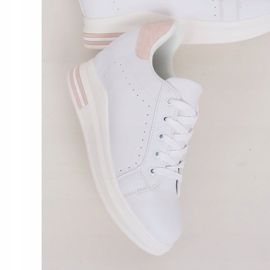 White MY-0367 WHITE / PINK sneakers on a hidden wedge 1