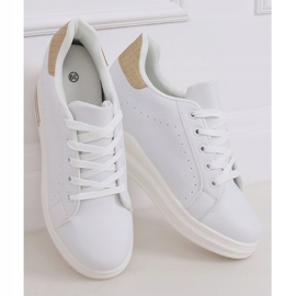 White MY-0367 WHITE / GOLD sneakers on a hidden wedge golden 1