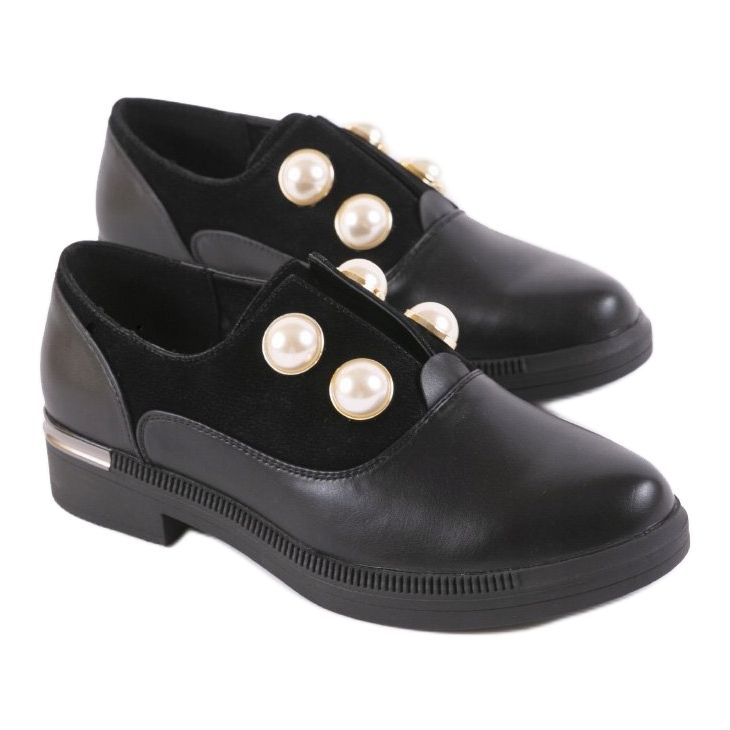Ladies' black shoes with pearls C17-5987 1