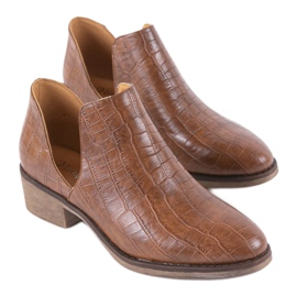 Brown slip-on ankle boots with a heel NS132P 1
