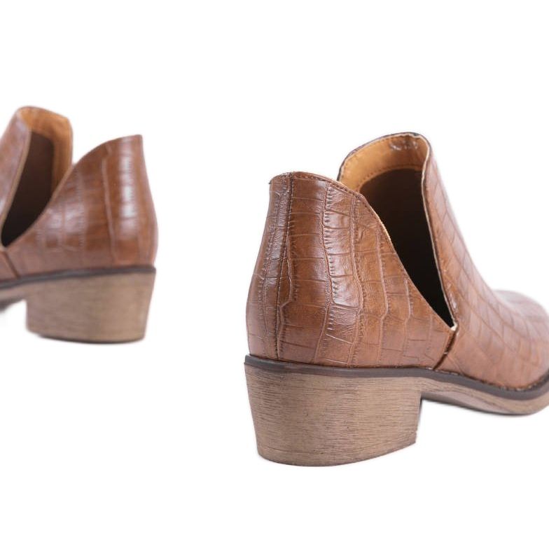 Brown slip-on ankle boots with a heel NS132P 2
