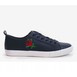 Navy blue sneakers with a flower 1727-02 1