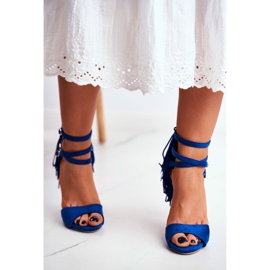 LU BOO Women's Sandals On A High Heel Gladiator Blue Carnival 2