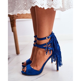 LU BOO Women's Sandals On A High Heel Gladiator Blue Carnival 1