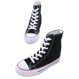 Black sneakers with lace-up wedges B706-1 1