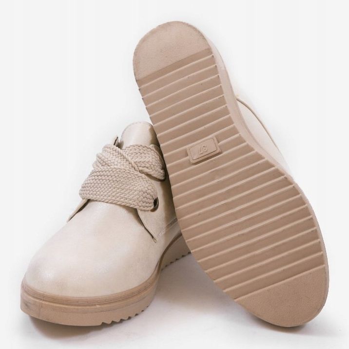 Beige sneakers on the wedge H-18 brown 1