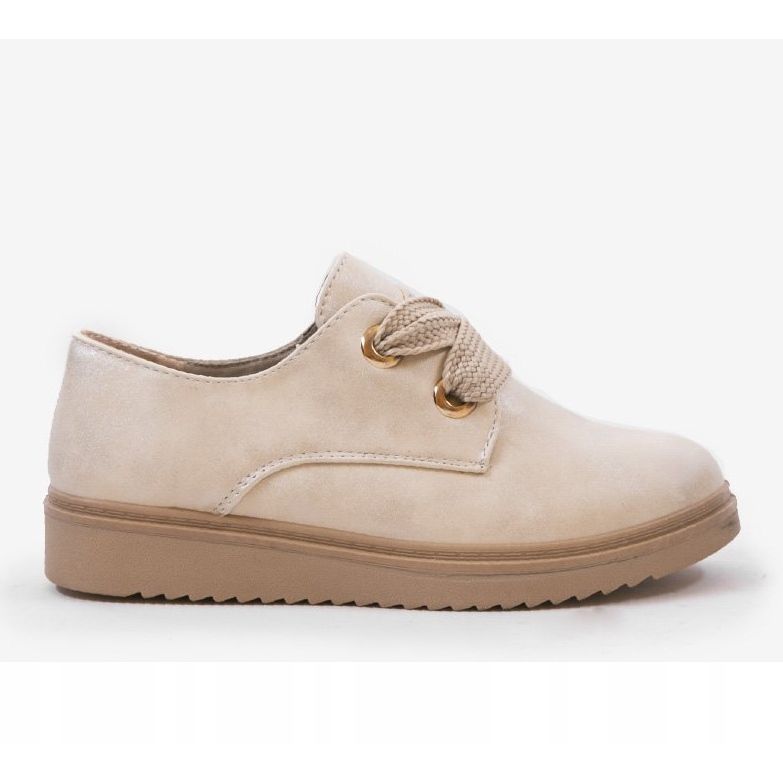 Beige sneakers on the wedge H-18 brown 2
