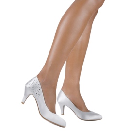 Silver pumps on a pin with cubic zirconias MJ1440 grey 1