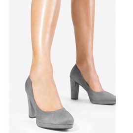 Gray suede pumps on the LEI-169 post grey 1