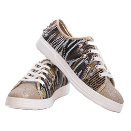 Golden sneakers richly decorated C17-3997 multicolored yellow 2