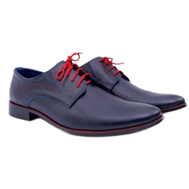 Mario Boschetti Men's Brogues, Elegant Leather, Navy Blue Menelaos red 2
