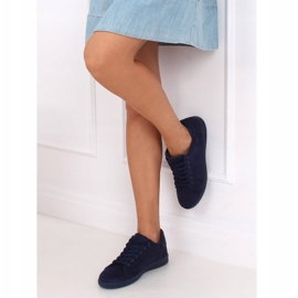 Navy blue suede women's sneakers 6301 2