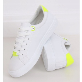 White women's sneakers B0-515 WHITE / YELLOW 1