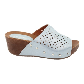 M.Daszyński Women's wedge slippers Daszyński SA144-8 blue 6