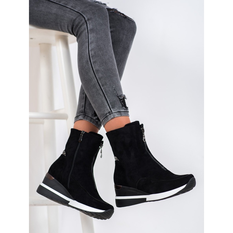VINCEZA wedge boots black 2