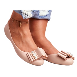 LU BOO Rubber Ballerinas Meliski Bows Beige Joleen 3