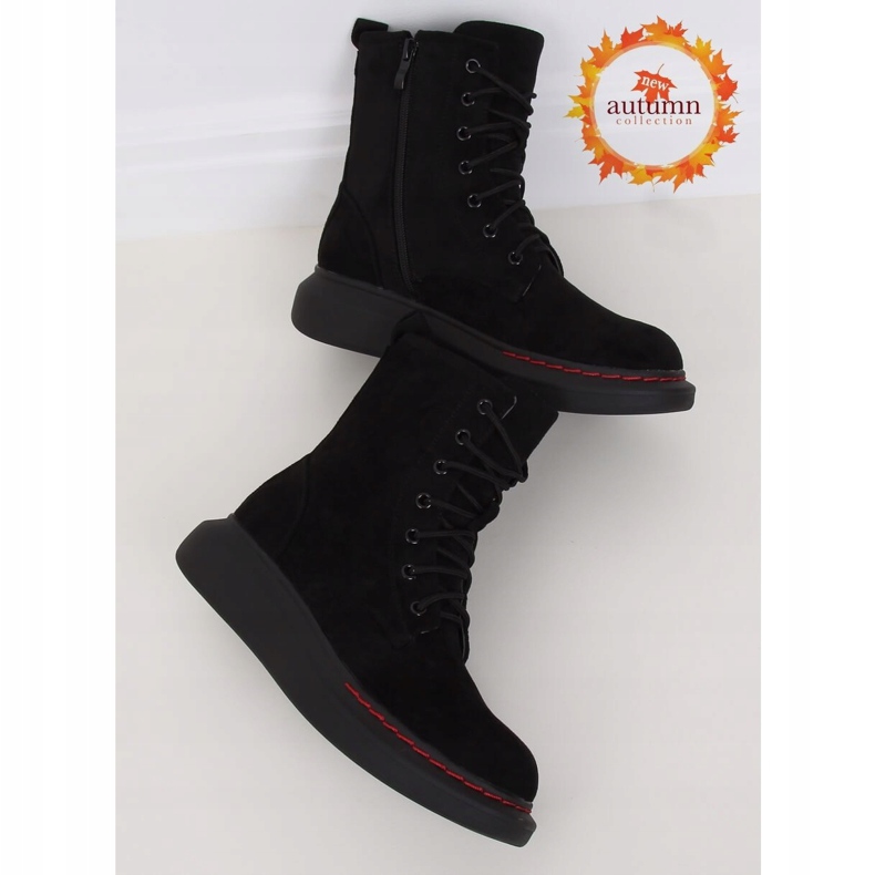 Black lace-up boots NC1070 Black 1