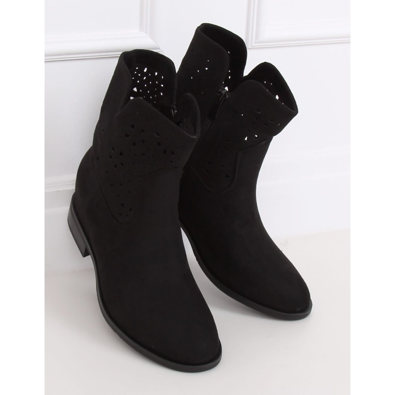 Boots openwork hidden heel black CH2008 Black 2