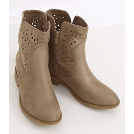 Openwork boots with hidden heel beige CH2008 Beige brown 2