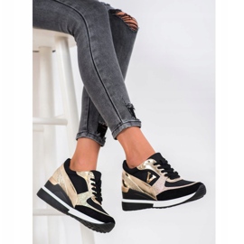 Vinceza Vincez Wedge Sneakers black yellow 1