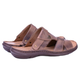 Polbut Leather Brown Men's Slippers Sandals Hideki 1
