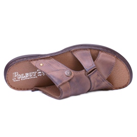 Polbut Leather Brown Men's Slippers Sandals Hideki 2