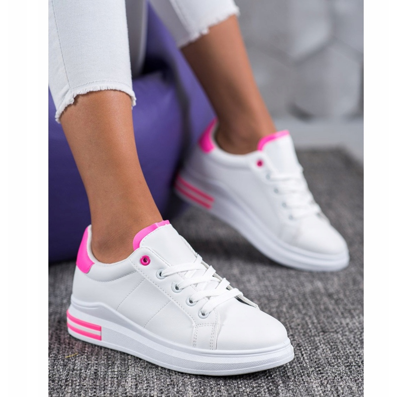 SHELOVET Fashionable Tied Sneakers white pink 1