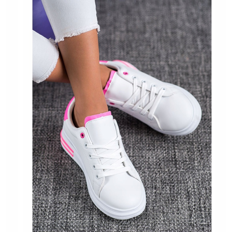 SHELOVET Fashionable Tied Sneakers white pink 2