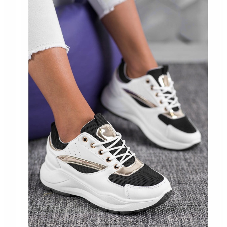 Ideal Shoes Stylish Sports Sneakers white black 2 Ideal Shoes Stylish Sports Sneakers white black 2
