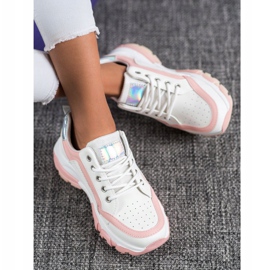 SHELOVET Eco Leather Sneakers white pink 1