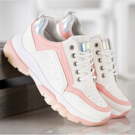 SHELOVET Eco Leather Sneakers white pink 2