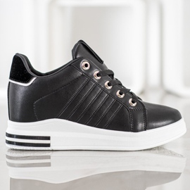 SHELOVET Black Wedge Sneakers 2
