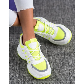 SHELOVET Comfortable Sneakers With Mesh white yellow 2