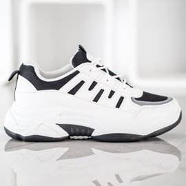 SHELOVET Comfortable Sneakers With Mesh white black 1