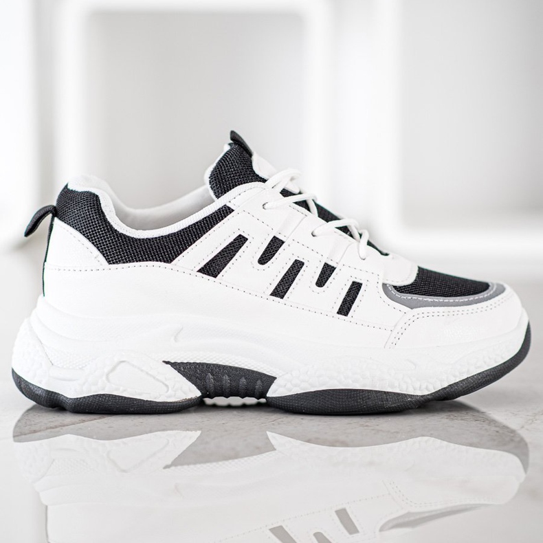 SHELOVET Comfortable Sneakers With Mesh white black 1