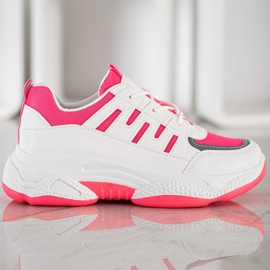 SHELOVET Comfortable Sneakers With Mesh white pink 2