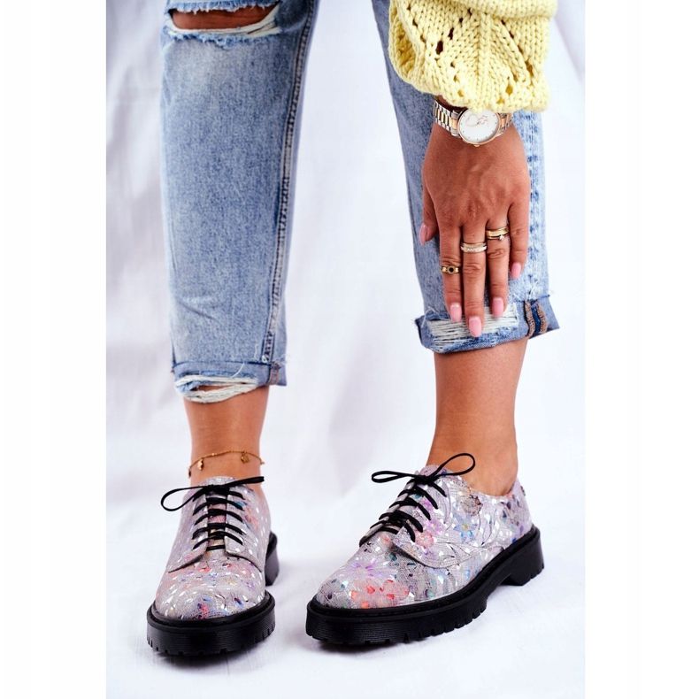 Women's Brogues Oxfords Gray Leather Maciejka 04087-13 grey multicolored 1