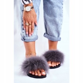 Women's Slippers with Natural Fur Gray Bushido grey 2