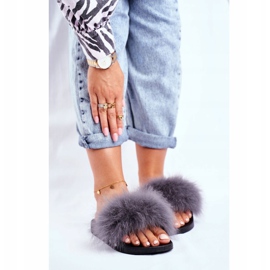 Women's Slippers with Natural Fur Gray Bushido grey 1 Women's Slippers with Natural Fur Gray Bushido grey 1