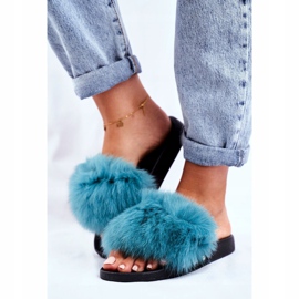 Women's Slippers with Natural Fur Green Bushido 2