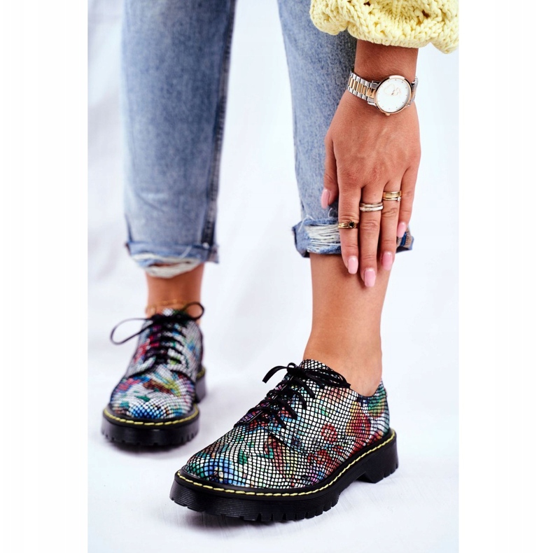 Women's Brogues Oxfords Leather Flowers Maciejka 04087-43 black multicolored 1 Women's Brogues Oxfords Leather Flowers Maciejka 04087-43 black multicolored 1