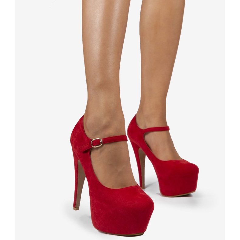 Red high suede heels B330-PB 1