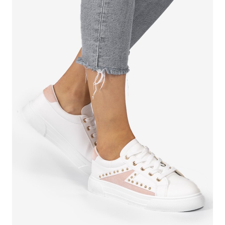 White classic sneakers with rhinestones A88-69 1