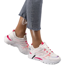1070 white sports sneakers with pink inserts 1