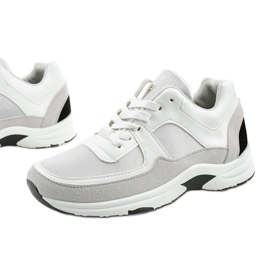 White fashionable sports sneakers made of eco-leather CH005 grey 1