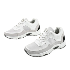 White fashionable sports sneakers made of eco-leather CH005 grey 2