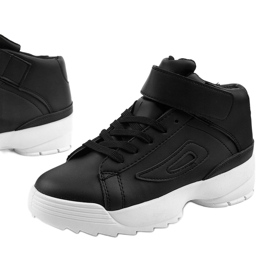 Black and white eco-leather sports sneakers B-05 1